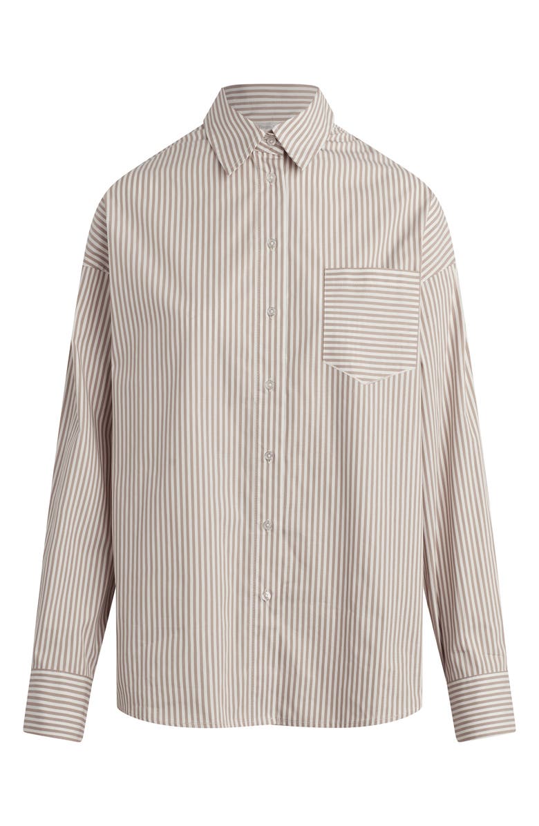 Favorite Daughter The Beau Stripe Cotton Poplin Button-Up Shirt, Main, color, Mocha Stripe