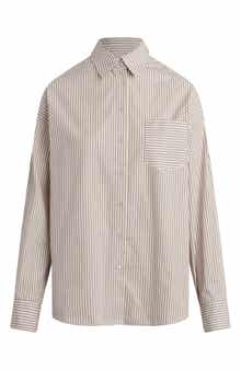 Favorite Daughter The Beau Stripe Cotton Poplin Button-Up Shirt