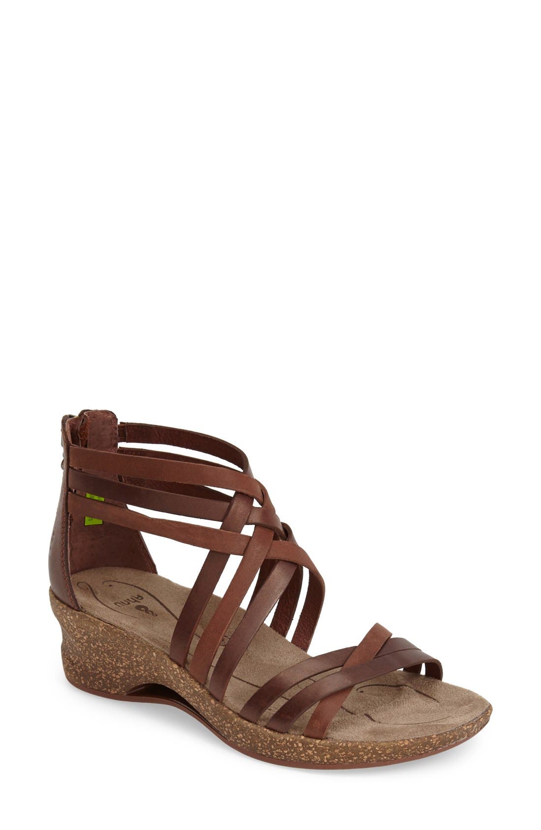Ahnu 'Trolley' Leather Wedge Sandal, Main, color, 