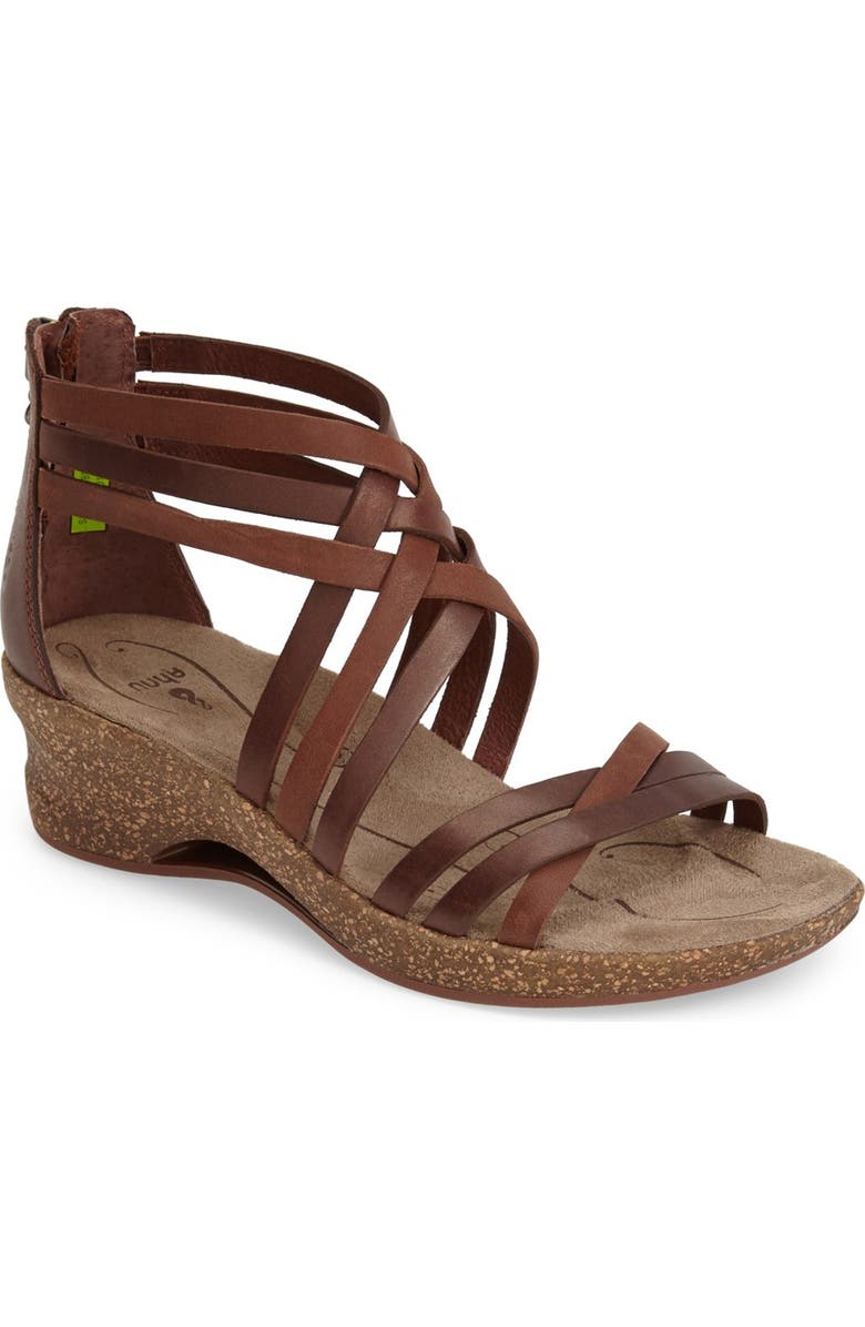 Ahnu 'Trolley' Leather Wedge Sandal, Main, color,