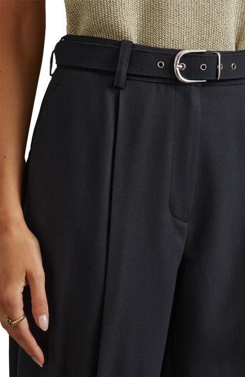 Reiss Navy Petite Tapered Belted Trousers In Navy