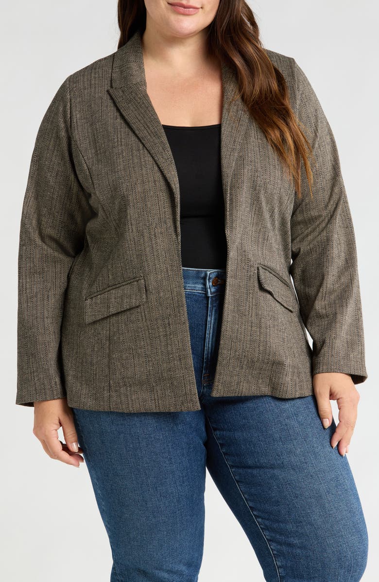 Wit & Wisdom Open Front Blazer, Main, color, Peanut Butter Black