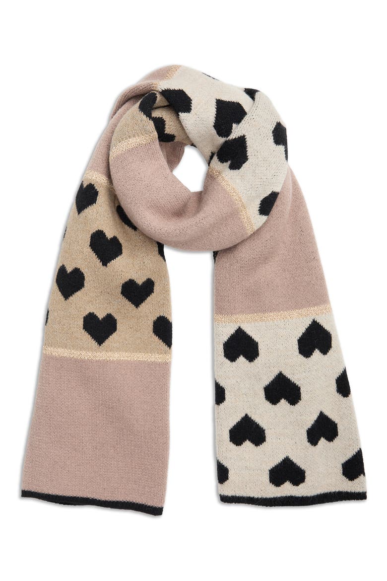 Heart Colorblock Oversize Scarf, Main, color, DARK BEIGE