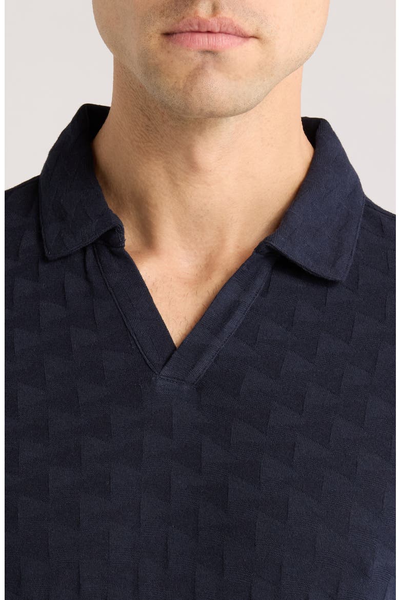 Gotter Long Sleeve Johnny Collar Polo, Alternate, color, NAVY