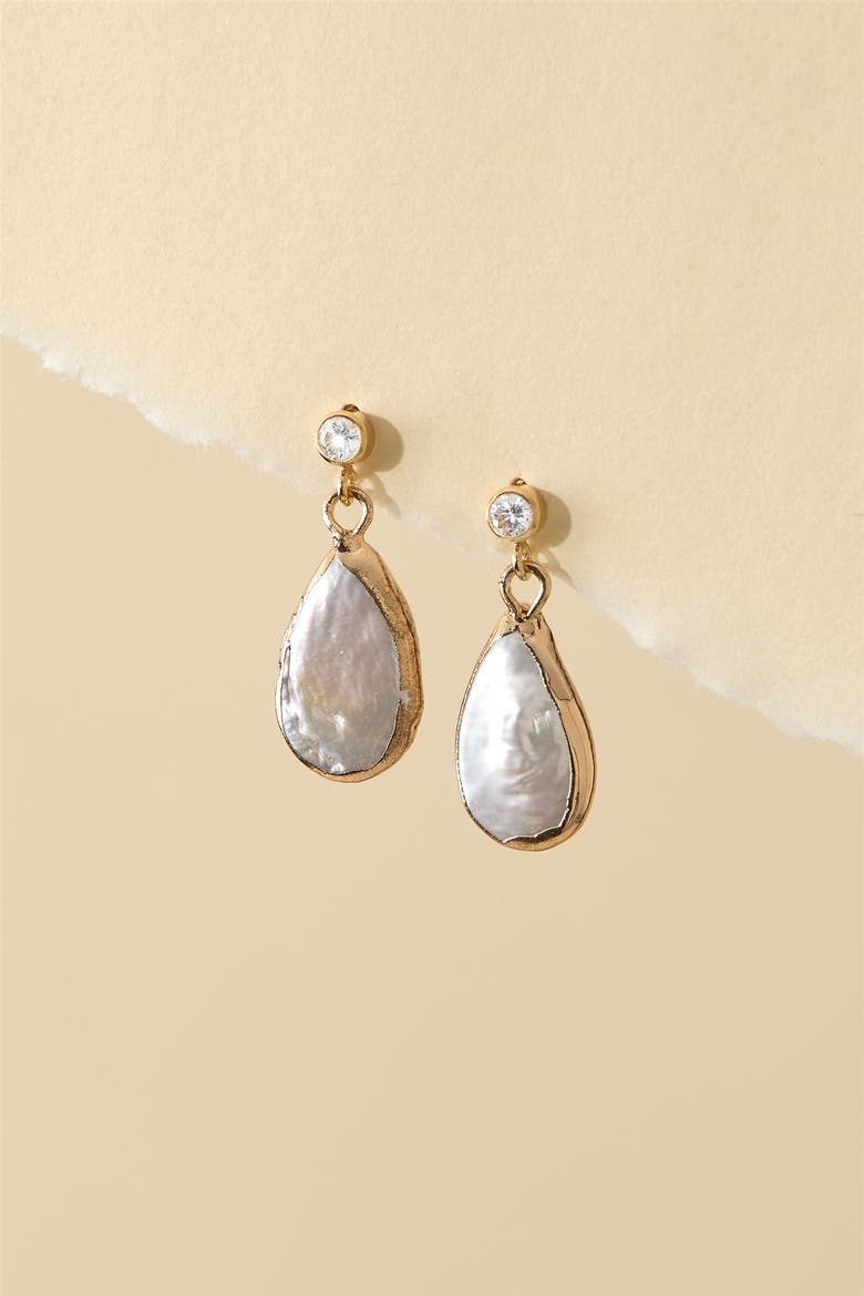 Camille Baroque Pearl Earrings, Alternate, color, Gold