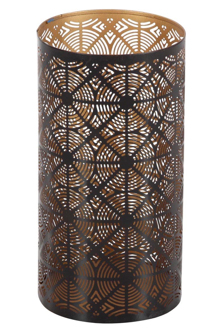 Set of 3 Textured Metal Lantern Candle Holders, Alternate, color, DARK BROWN