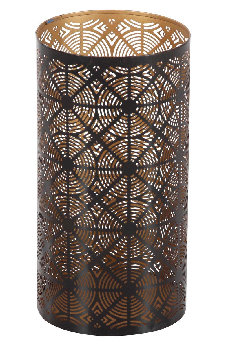 WILLOW ROW Set of 3 Textured Metal Lantern Candle Holders, Alternate, color, Dark Brown