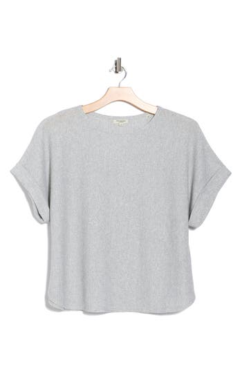 Max Studio Dolman Short Sleeve Top In Gray