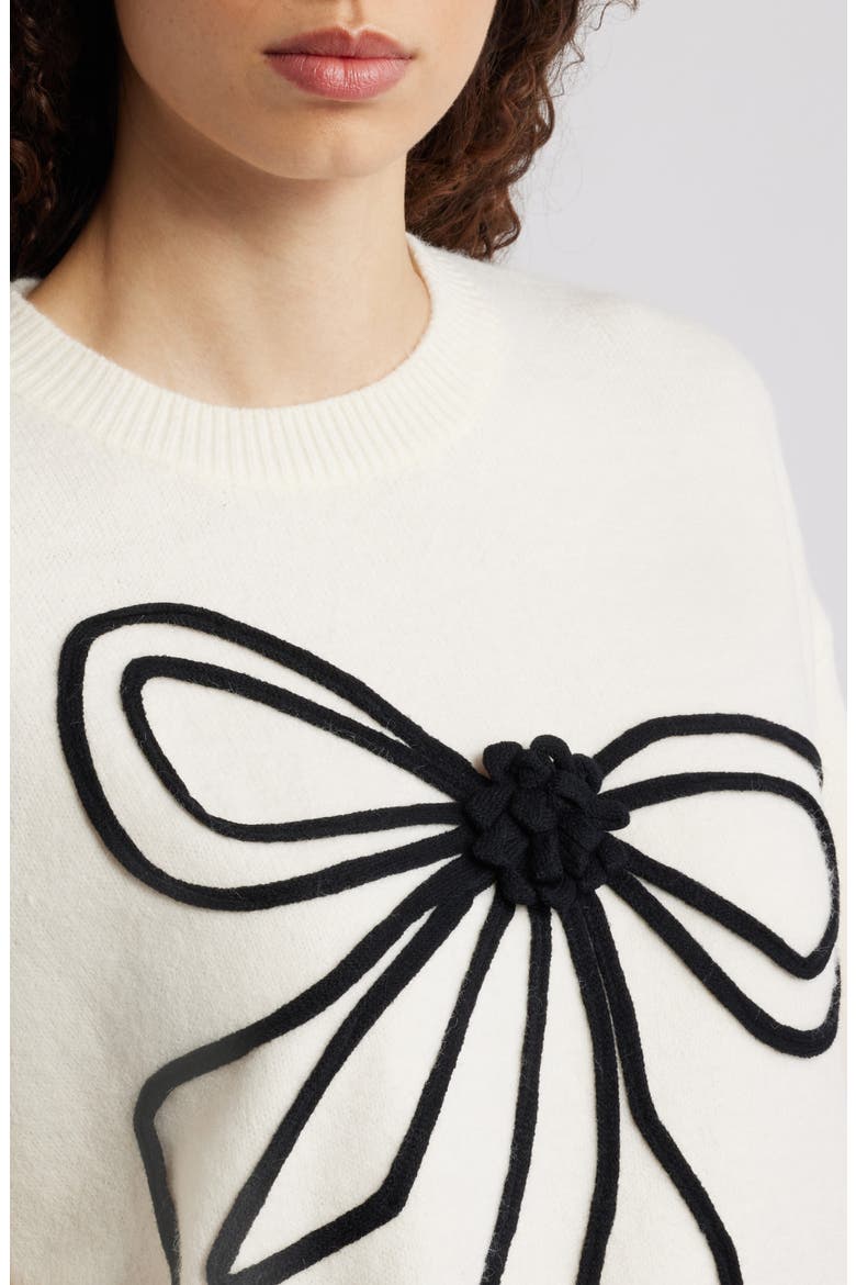Isiora 3D Embroidered Bow Sweater, Alternate, color, CREAM