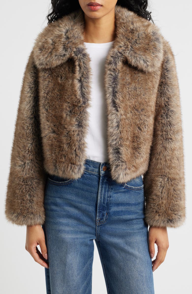 MANGO Bola Faux Fur Jacket, Main, color, Beige