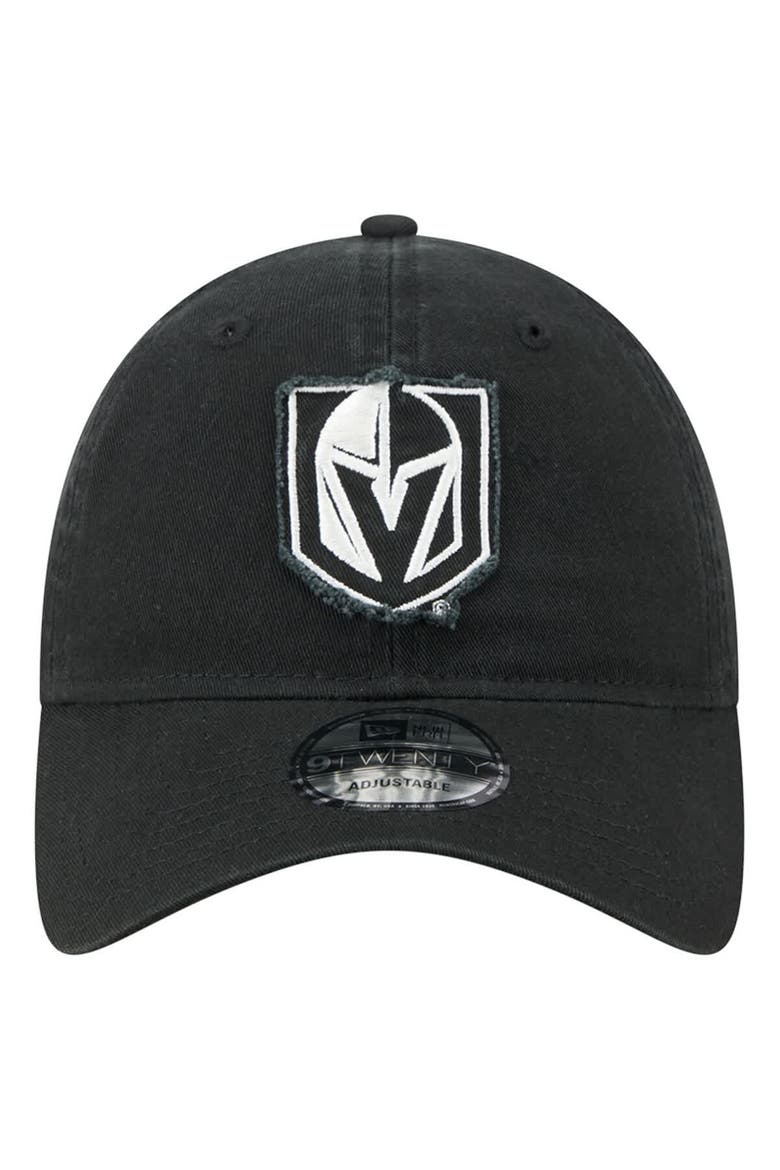 Men's New Era  Black Vegas Golden Knights Stamp Fabric Applique 9TWENTY Adjustable Hat, Alternate, color, Black