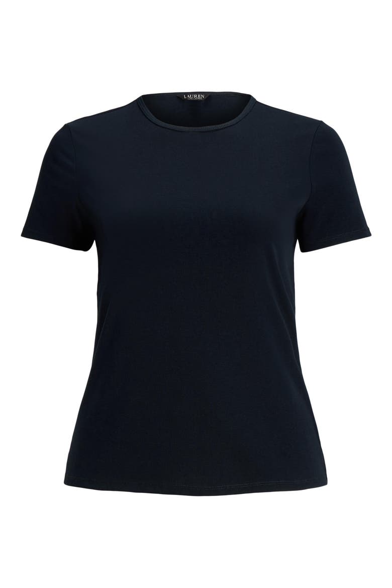 Crewneck Stretch Cotton T-Shirt, Alternate, color, LAUREN NAVY