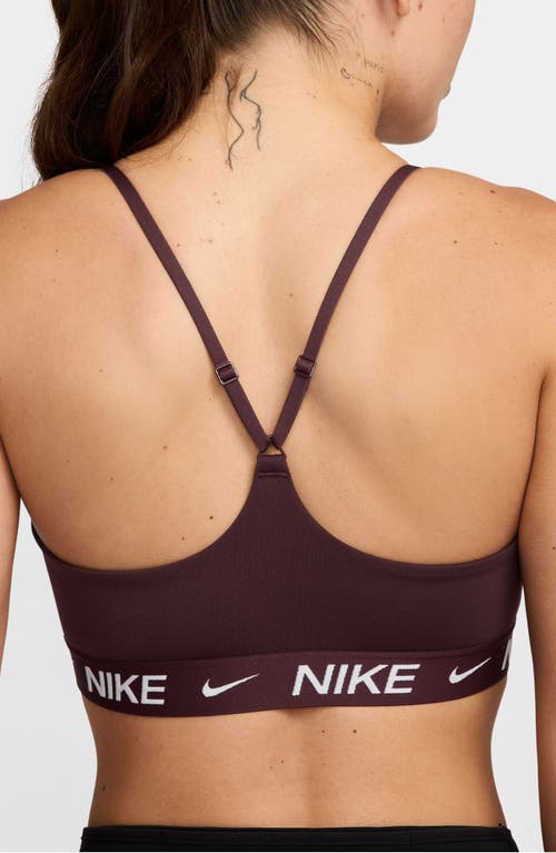 Nike Indy Light Support Padded Adjustable Sports Bra In Burgundy
