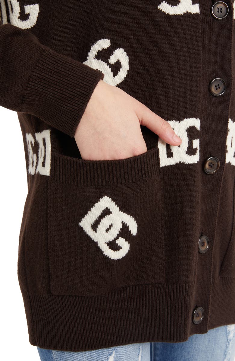 Dolce&Gabbana DG Logo Virgin Wool Cardigan, Alternate, color, 