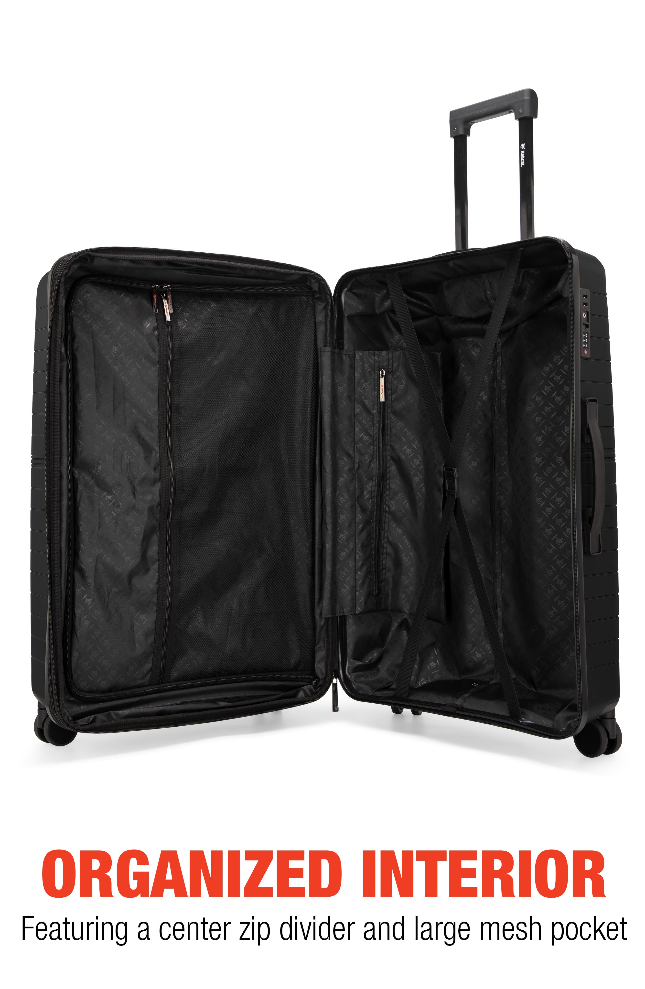 Bobcat Excavator 3 Piece Expandable Spinner Luggage Set with TSA Lock, Alternate, color, Black