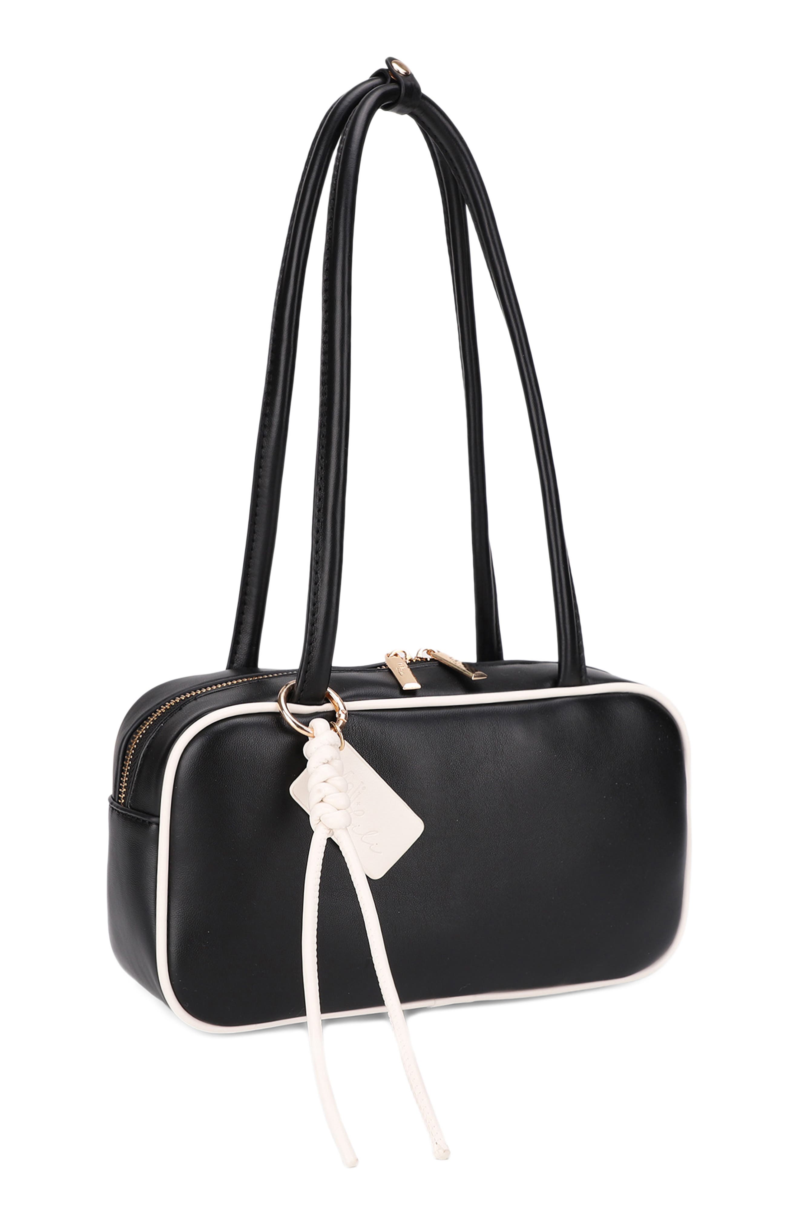 Mali + Lili Eko Vegan Leather Shoulder Bag, Main, color, Black Bone