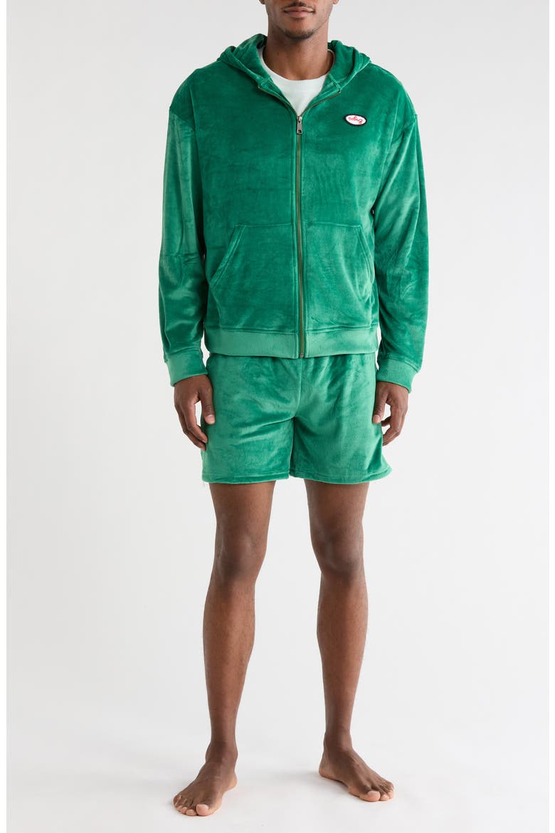 Velour Short Pajamas, Main, color, ABUNDANT GREEN