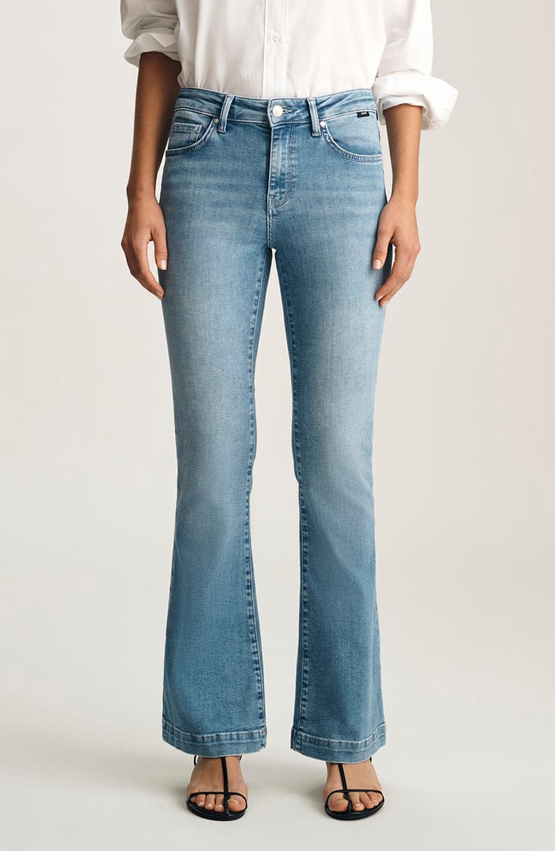 Mavi Jeans Sydney Mid Rise Flare Jeans, Main, color, Mid Blue Feather Blue