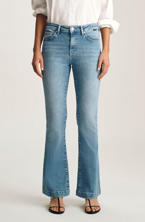 Sydney Mid Rise Flare Jeans (Mid Blue Feather Blue)