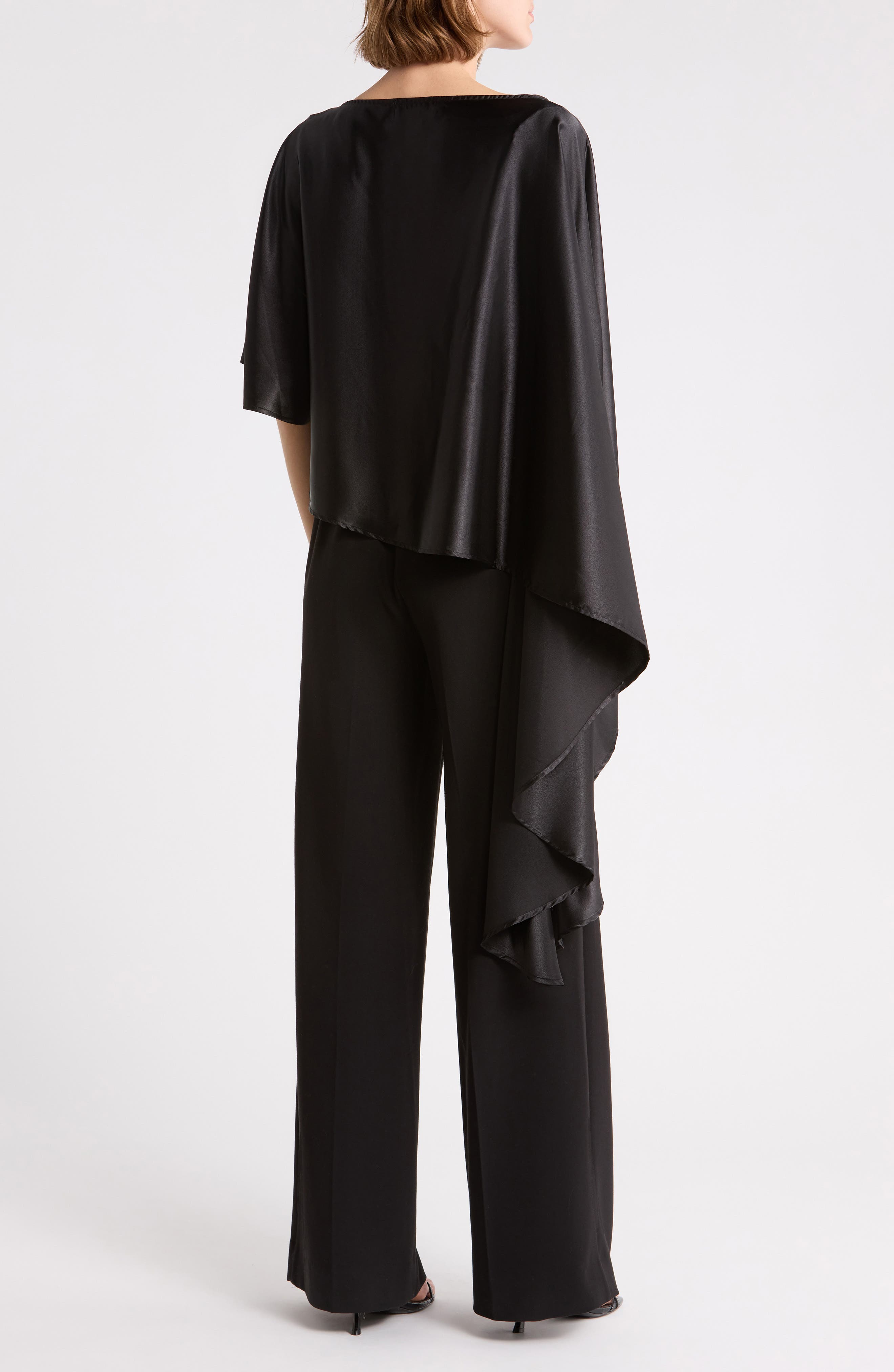 Asymmetric Satin Poncho Top