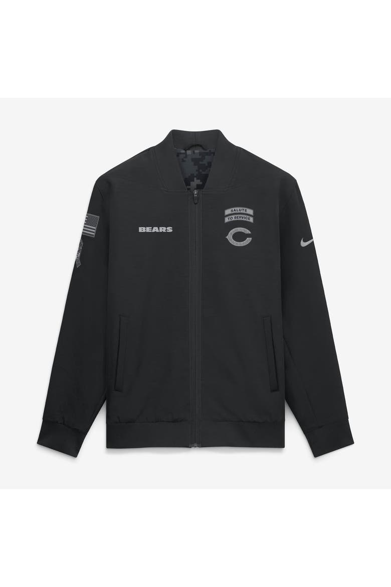 Men's Nike  Black Chicago Bears 2026 Salute to Service Sideline Full-Zip Bomber Jacket, Main, color, Black