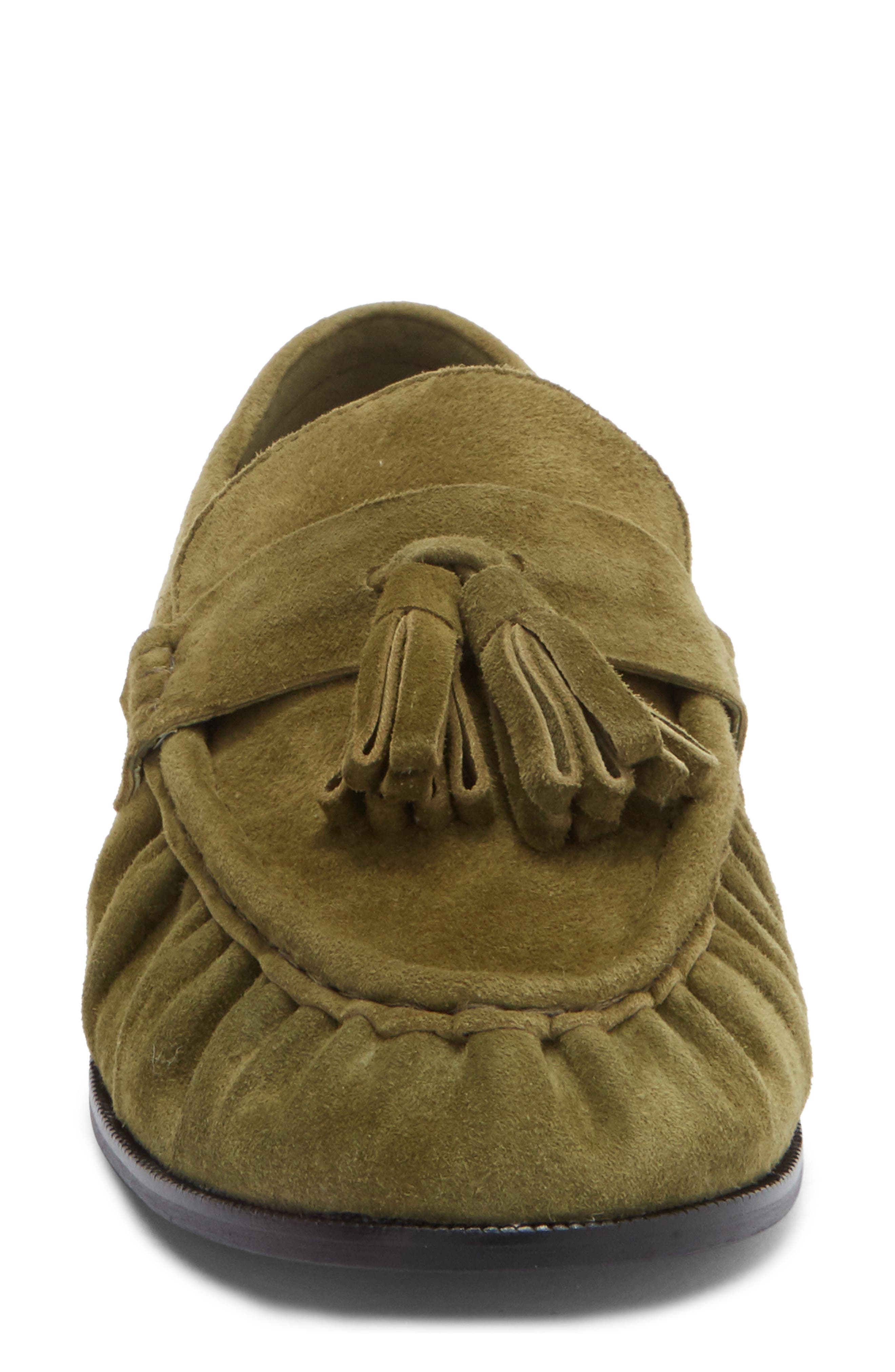 Articulate Kiltie Loafer, Alternate, color, OLIVE SUEDE