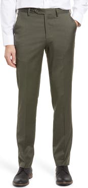 Berle Flat Front Modern Fit Gabardine Stretch Wool Trousers