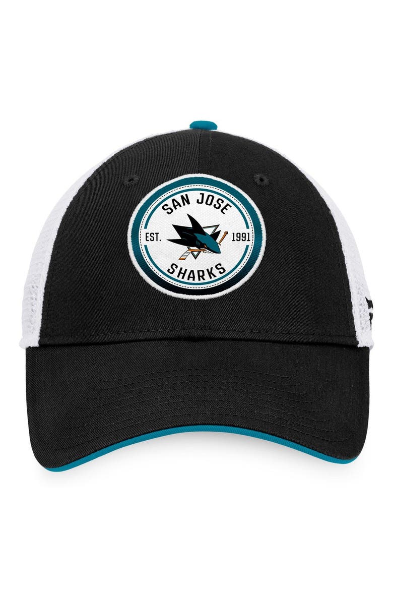 Men's Fanatics Branded  Black/White San Jose Sharks Iconic Gradient Trucker Snapback Hat, Alternate, color, Black