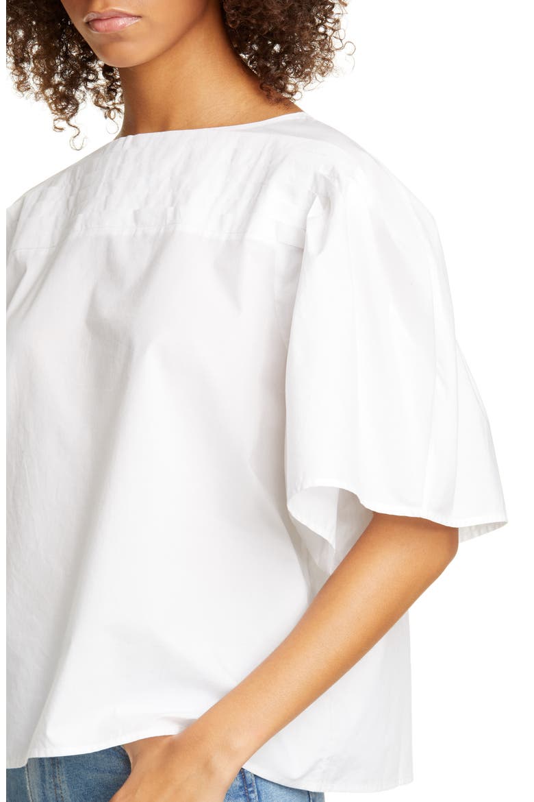 Canova Puff Sleeve Cotton PoplinTop, Alternate, color, WHITE