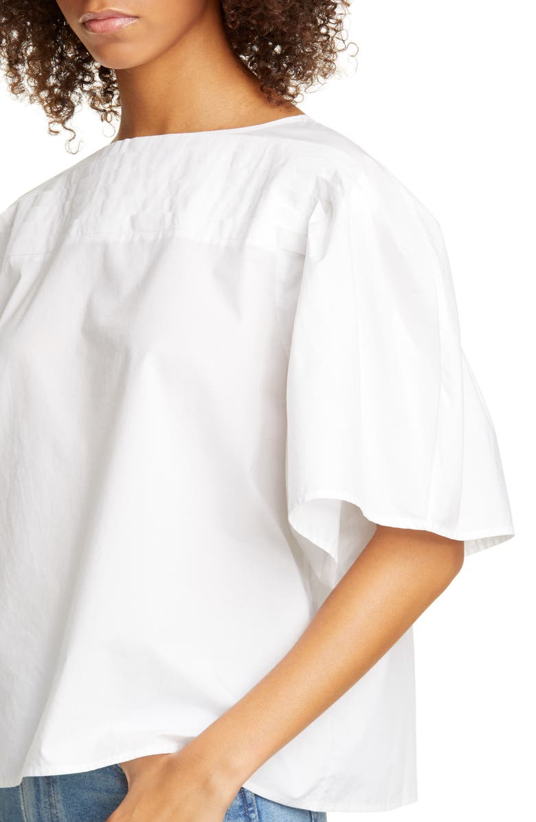 Merlette Canova Puff Sleeve Cotton PoplinTop, Alternate, color, 