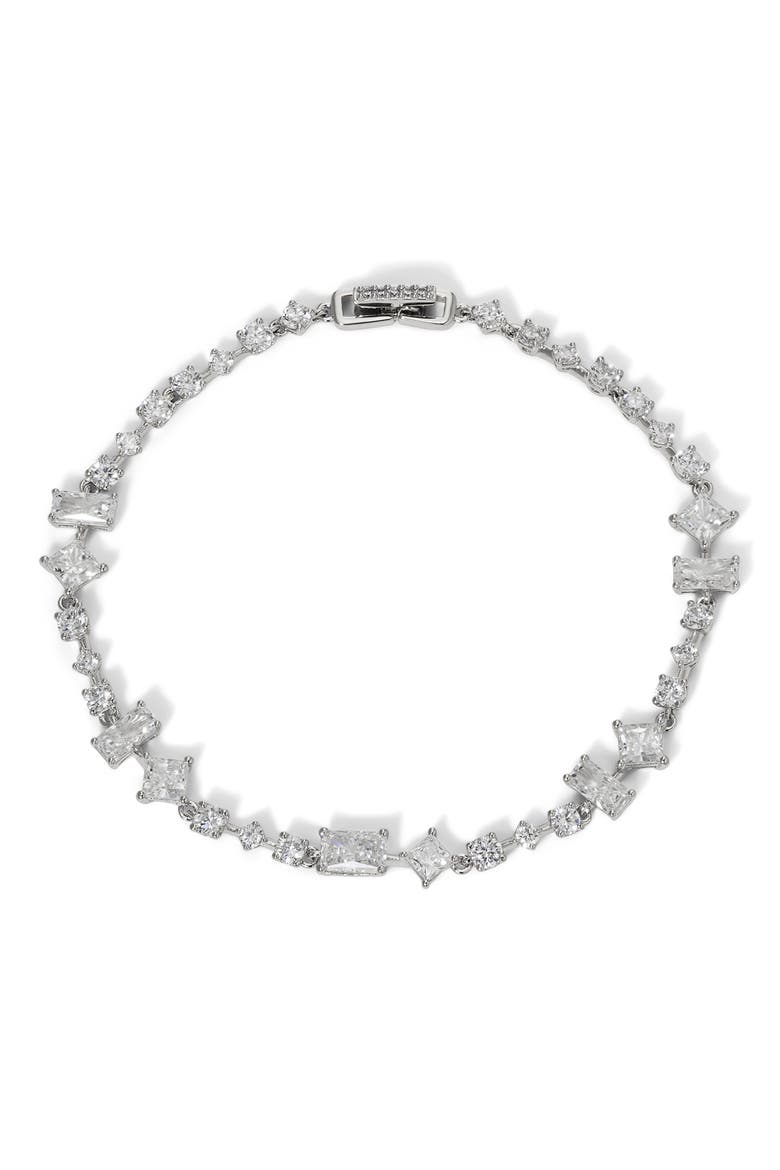 Cubic Zirconia Line Bracelet, Main, color, RHODIUM