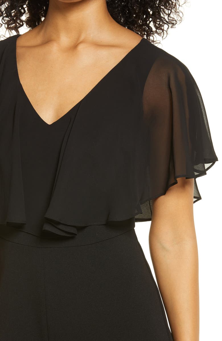 Connected Apparel Chiffon Cape Jumpsuit, Alternate, color, 