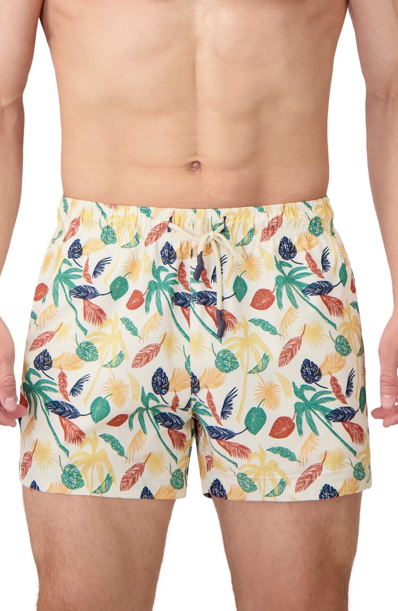 Sunset x Vine Leaf Print Swim Trunks, Main, color, Linen