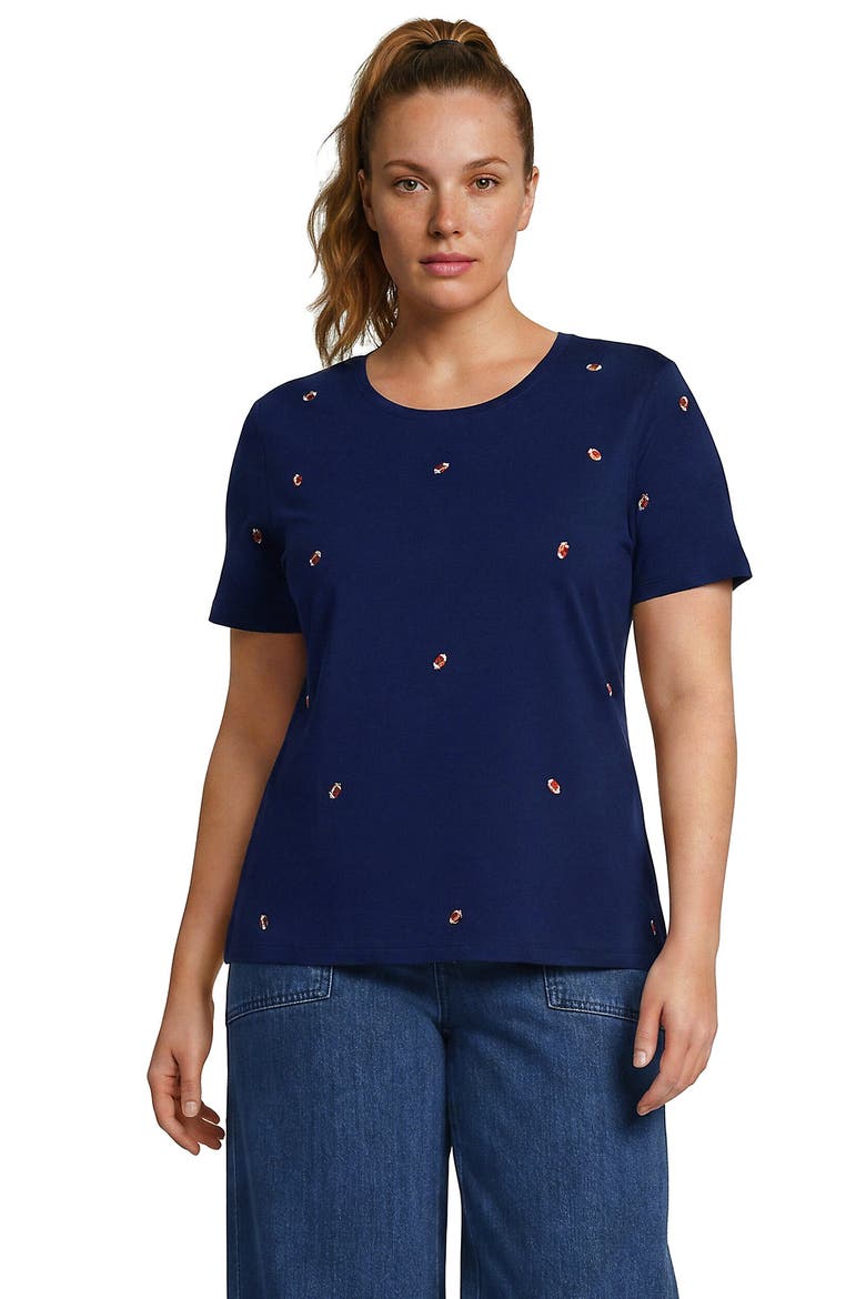 Supima Cotton Crew Neck T-shirt, Main, color, Football Embroidery/Navy