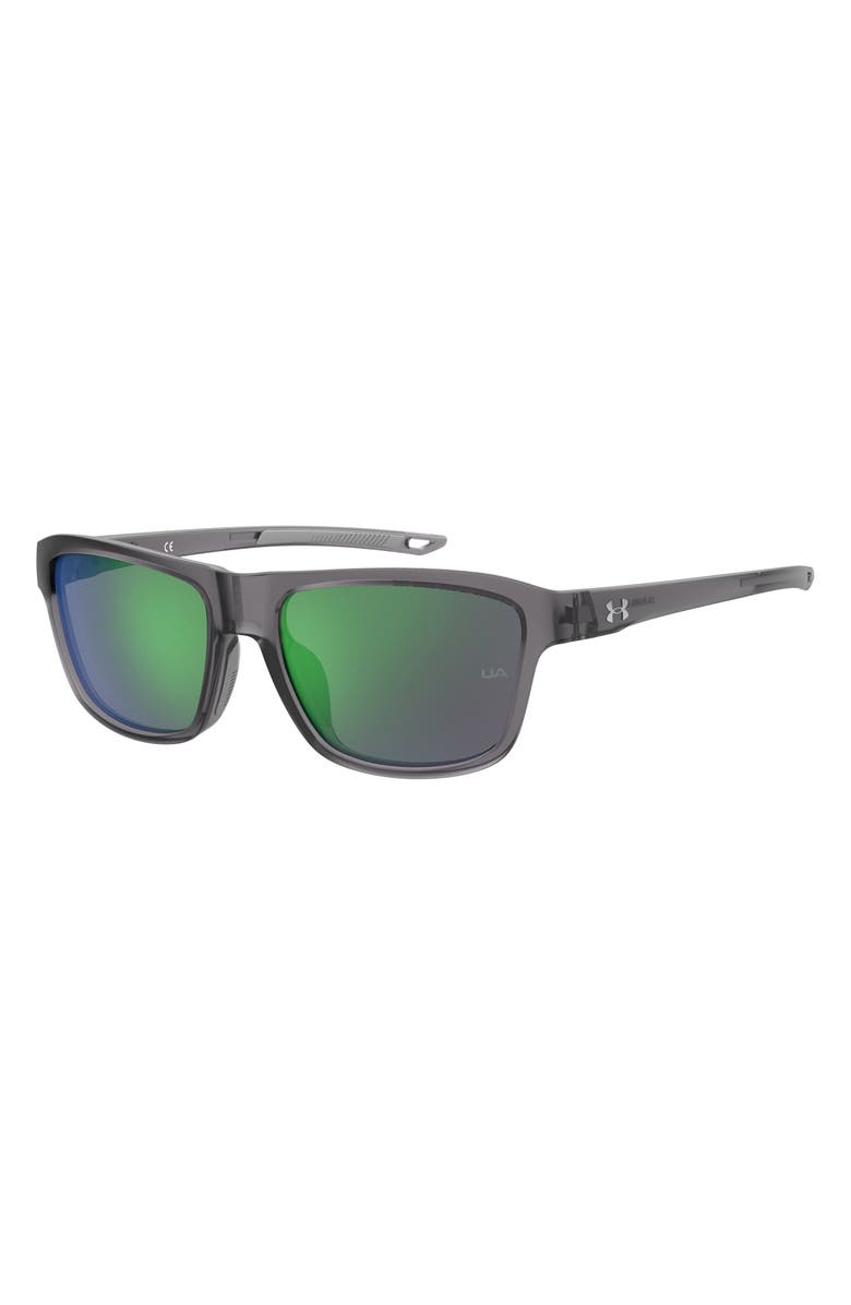 Under Armour Rumble Square Sunglasses, Alternate, color, Crystal Grey