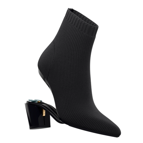 Pashion Footwear The Bootie 3" Block Heel In Coal Knit