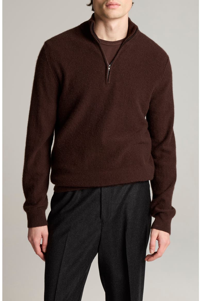Boiled Cashmere Quarter Zip Sweater, Main, color, CHOCOLATE PLUM