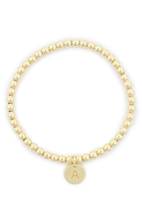 Initial Charm Ball Stretch Bracelet