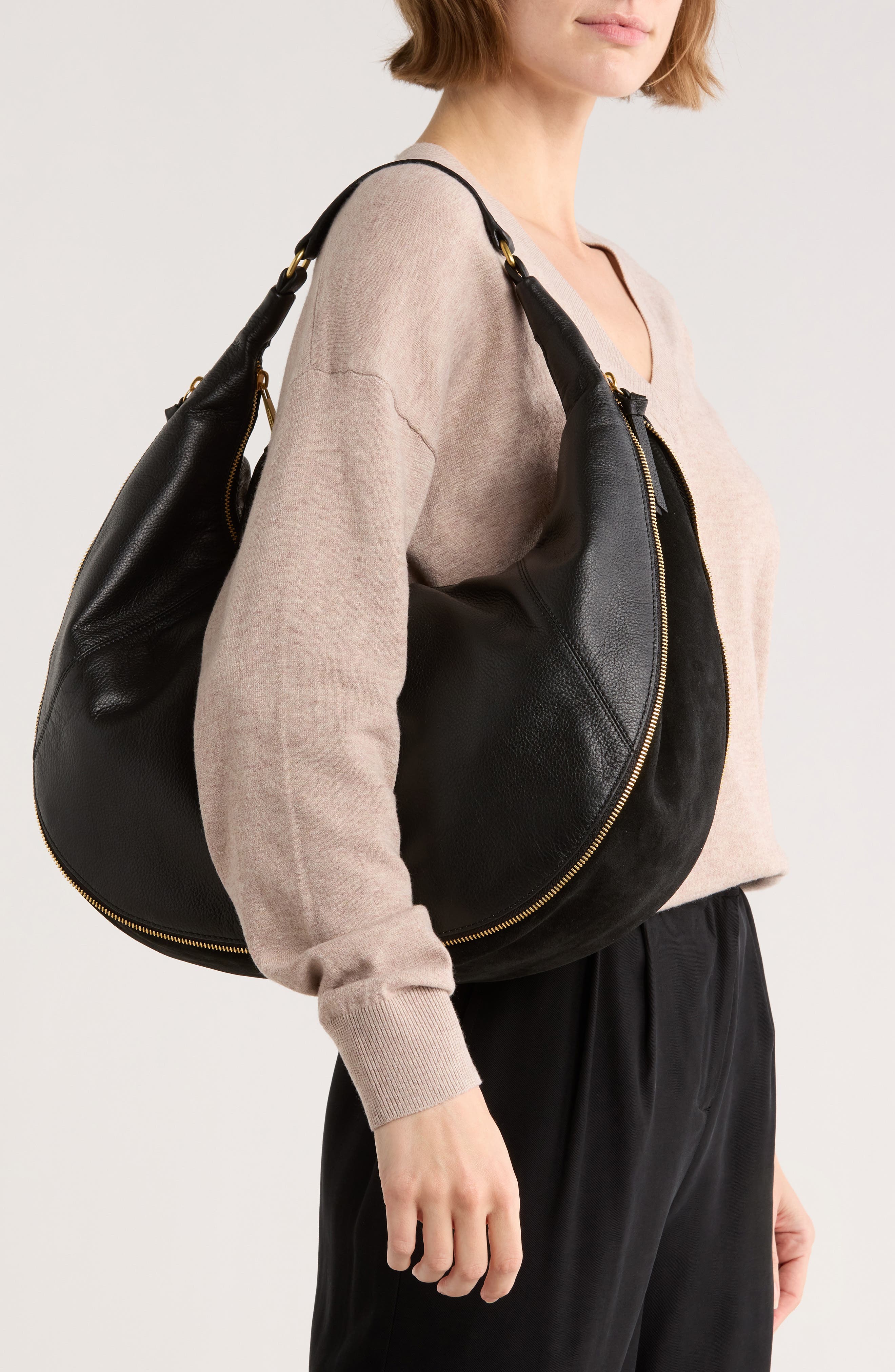 Vince Camuto Lorry Hobo Shoulder Bag, Alternate, color, Black