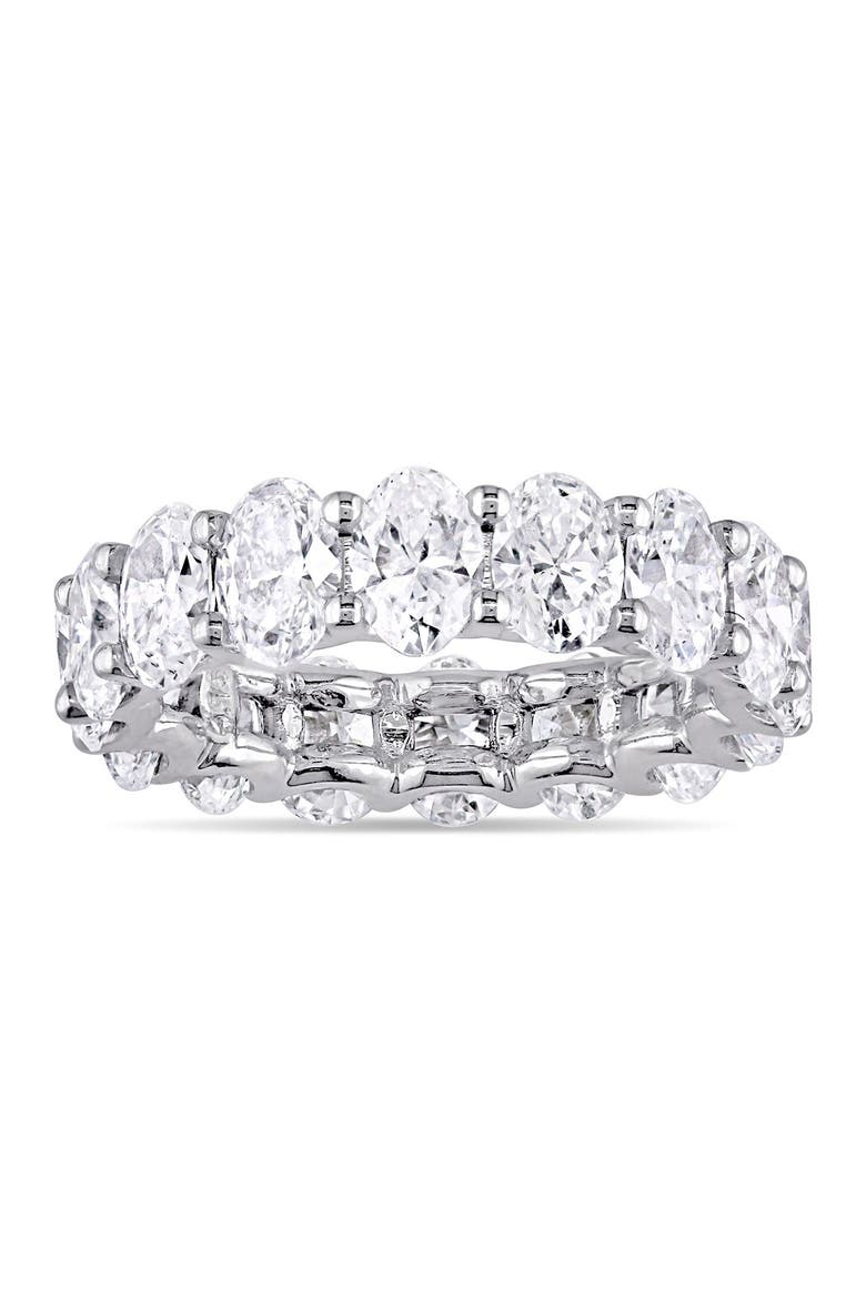 Sterling Silver Petite Oval-Cut CZ Eternity Band Ring, Main, color, WHITE