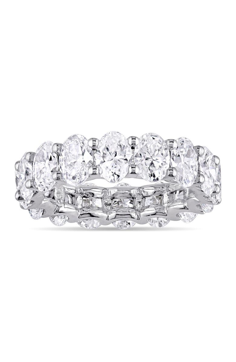SUZY LEVIAN Sterling Silver Petite Oval-Cut CZ Eternity Band Ring, Main, color, White