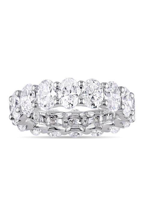 Sterling Silver Petite Oval-Cut CZ Eternity Band Ring