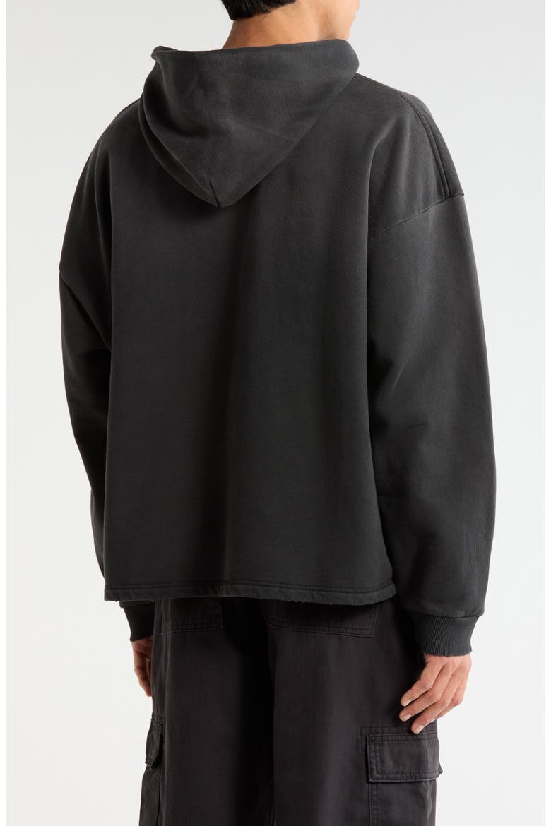 Beaded Logo Cotton Hoodie, Alternate, color, STAINED BLACK