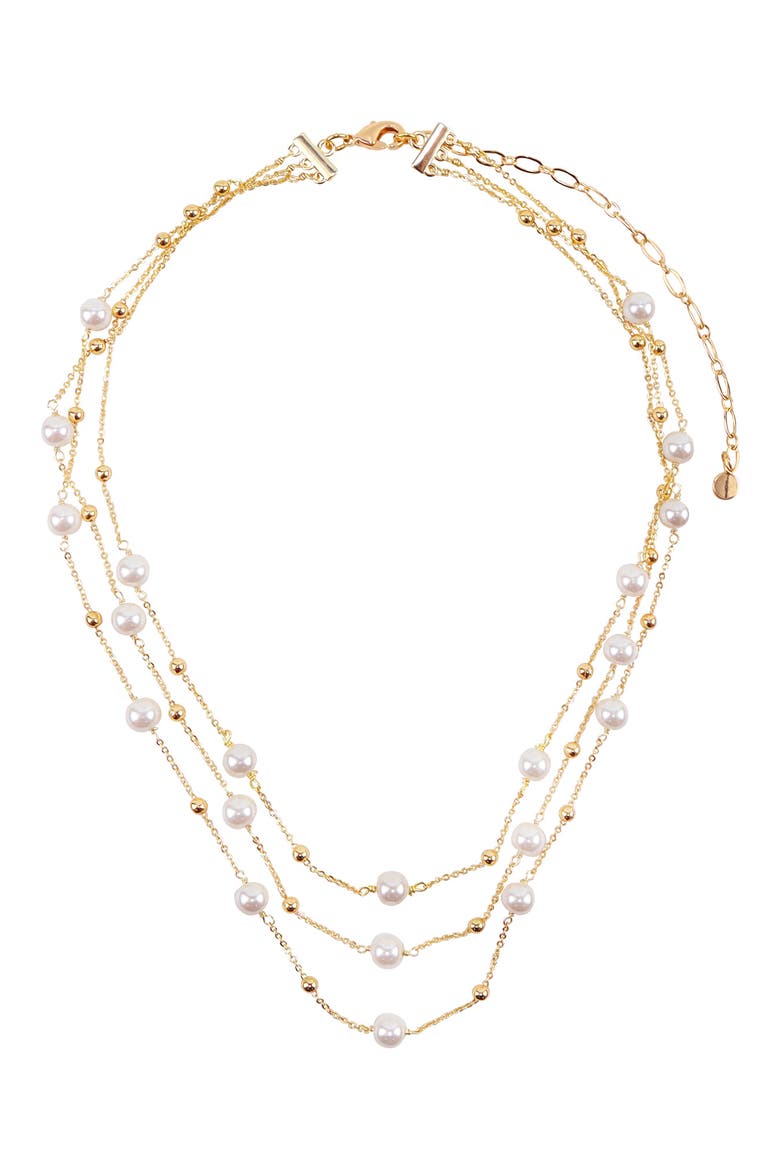 5-5.5mm Cultured Freshwater Pearl Layered Chain Necklace, Main, color, WHITE