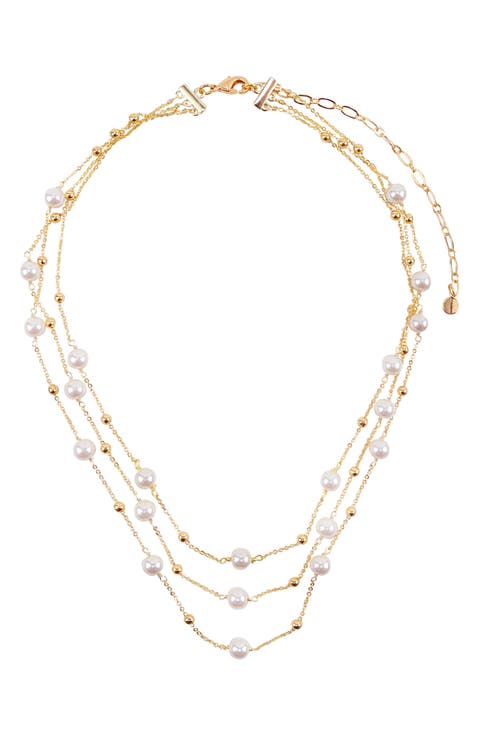 5-5.5mm Cultured Freshwater Pearl Layered Chain Necklace