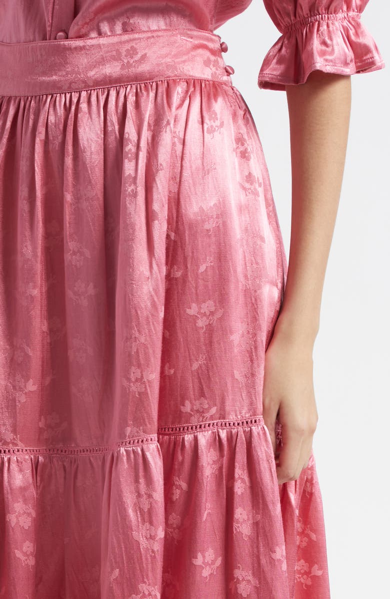 MILLE Betty Floral Cotton & Silk Tiered Skirt, Alternate, color, 