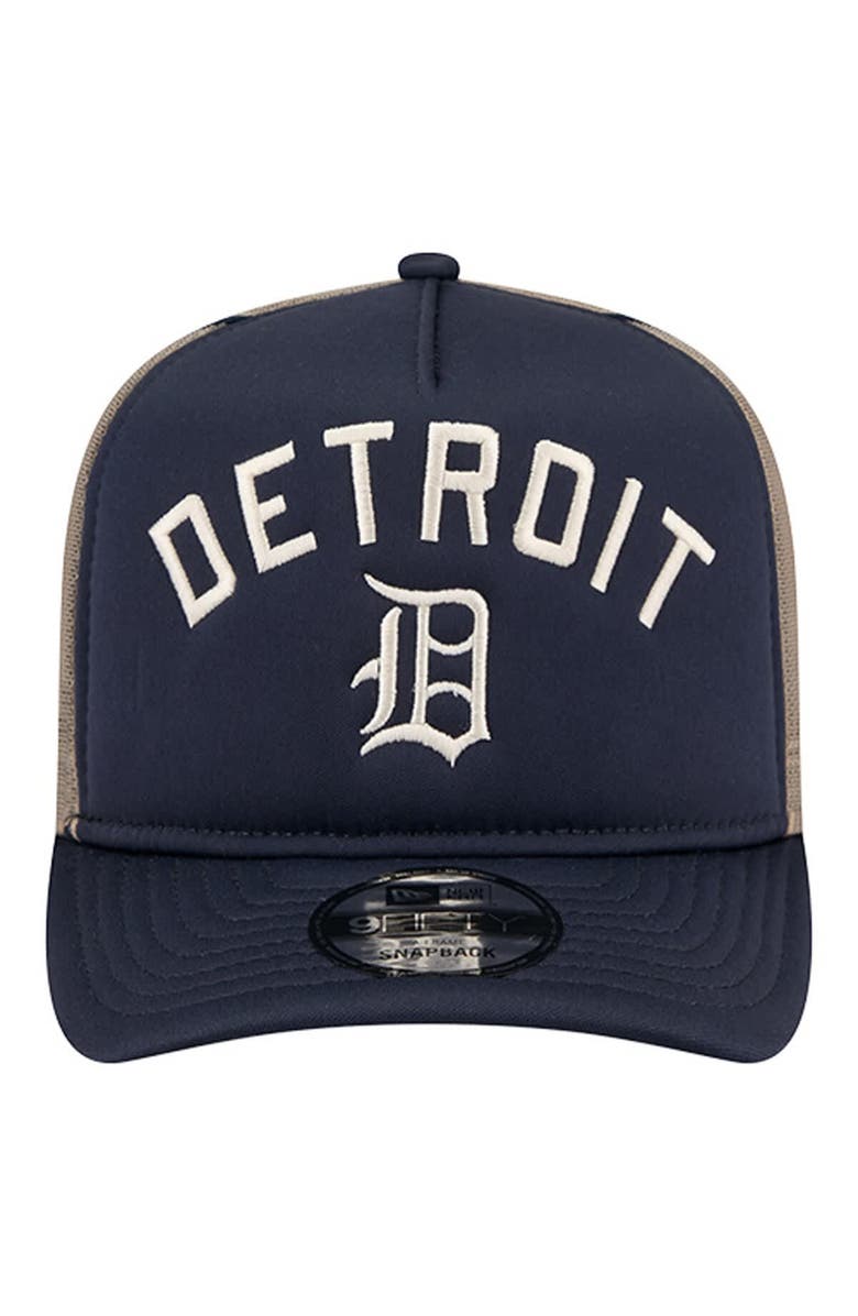 New Era Men's New Era Navy Detroit Tigers Vintage Arched Foam Front 9FIFTY A-Frame Adjustable Trucker Hat, Alternate, color, Navy