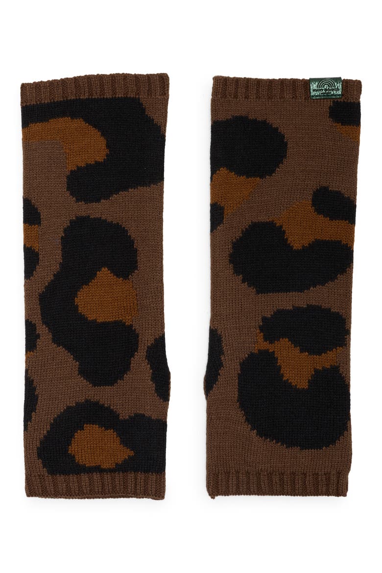 Leopard Arm Warmers, Main, color, BROWN