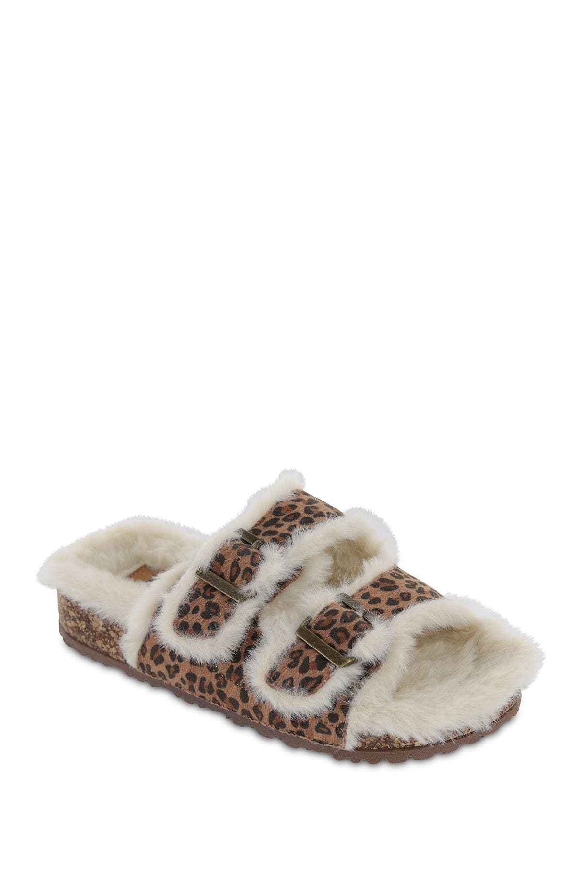 MIA Rozy Faux Fur Dual Buckle Slide, Main, color, 