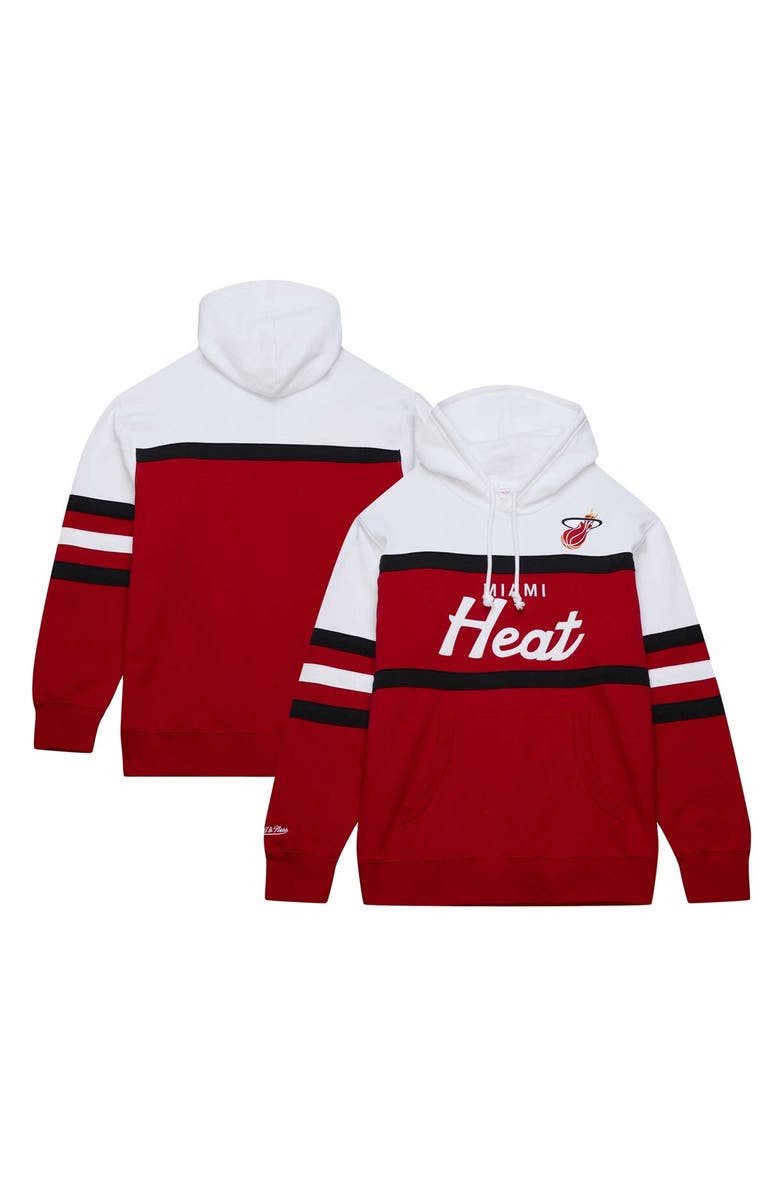 Mitchell & Ness Men's Mitchell & Ness Red/White Miami Heat Head Coach Pullover Hoodie, Main, color, Red